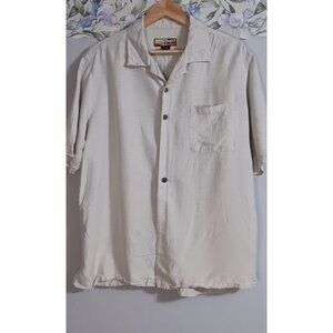 Havana Jack's Cafe Large Silk Beige Casual Business Travel Event Vacation Top